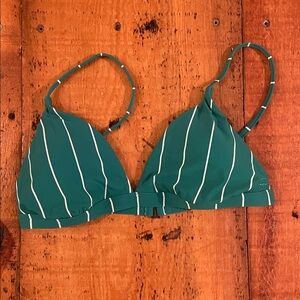Green Striped Bikini Top